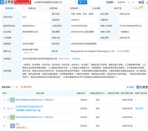 海天瑞声等合资成立第零定律智能科技公司，聚焦机器人与信息系统集成新赛道